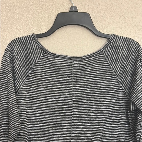 Black and Gray Striped Women's Maternity Top - Picture 6 of 7